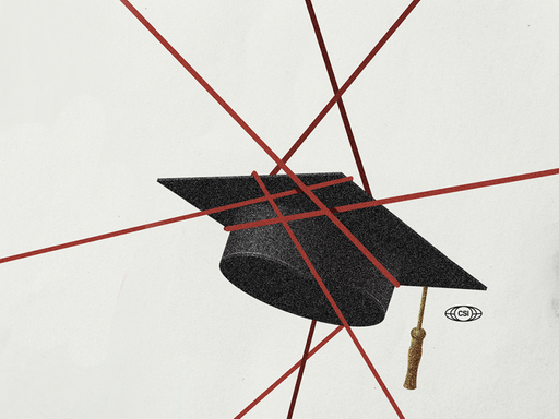 Grafik zeigt Doktorhut mit roten Fäden und Typo  "China Science Investigation"