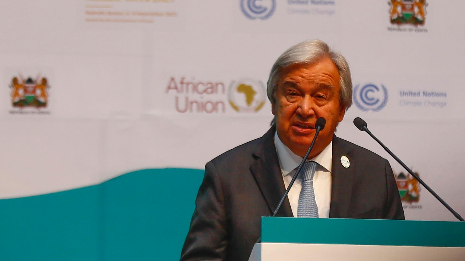 Kenia, Nairobi: UNO-Generalsekretär Antonio Guterres spricht auf dem afrikanischen Klimagipfel.