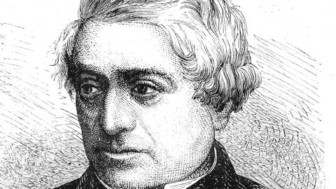 Paul Camille Denis, seit 1852 von Denis, war einer der führenden Ingenieure in der Frühzeit der Eisenbahn in Deutschland und Teilnehmer am Hambacher Fest. Gravur um 1886