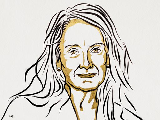 Eine stilisierte Zeichnung zeigt Annie Ernaux.
