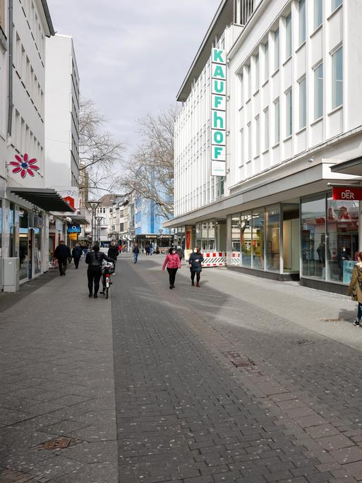 Die Innenstadt von Krefeld in Corona-Zeiten (aufgenommen im Februar 2021). 