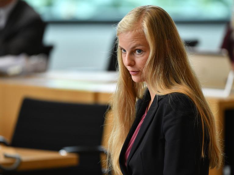 Wiebke Muhsal, AfD-Abgeordnete, während der Landtagssitzung.