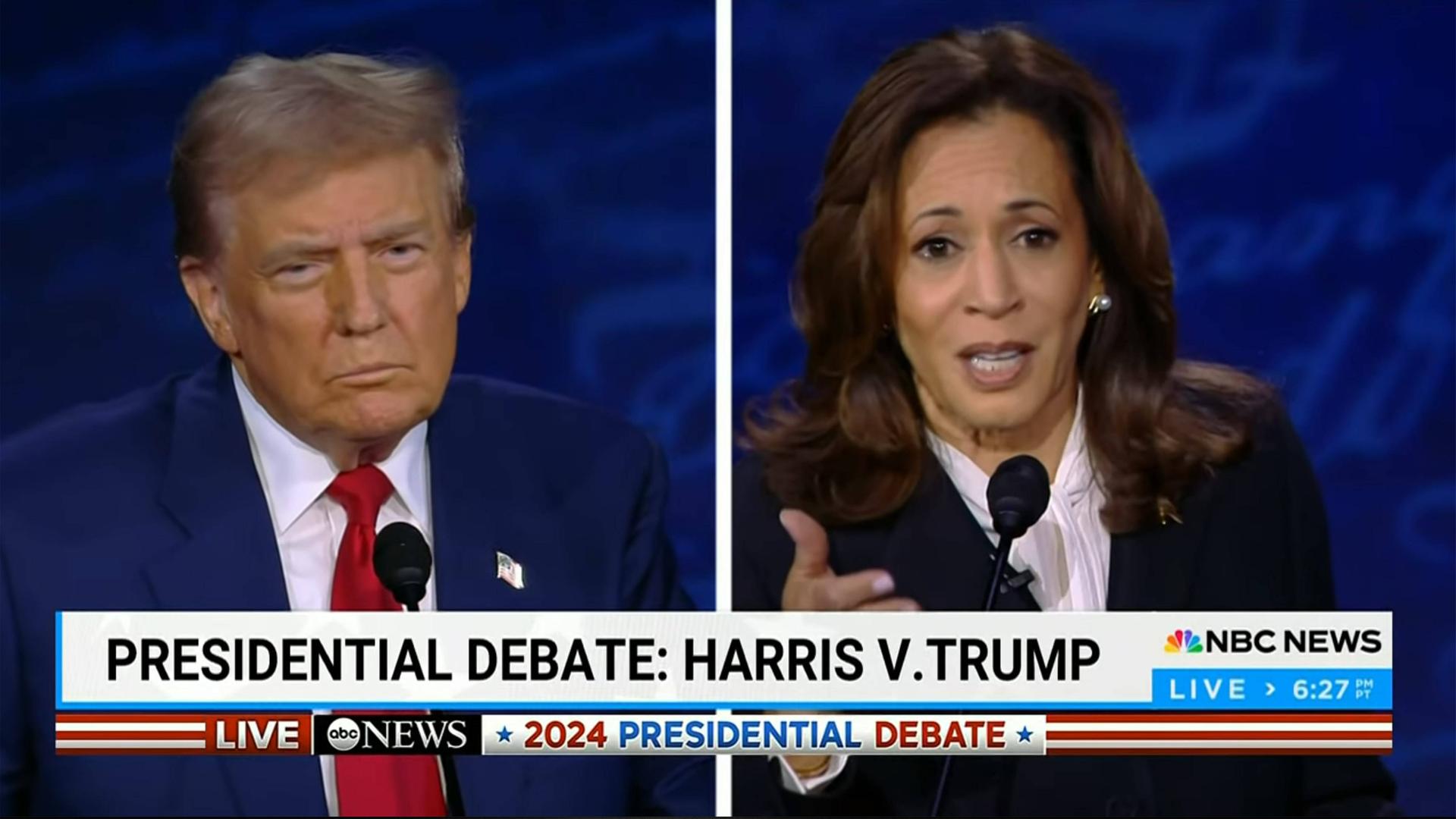 Donald Trump und Kamala Harris während des Fernsehduells