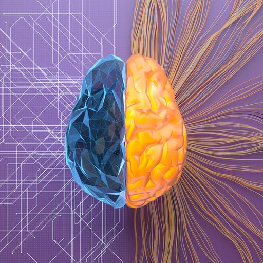 3D-Illustration eines Gehirns auf violettem Untergrund