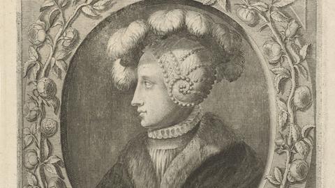 Maria von Jever auf einer Gravur von Pieter Philippe (1635 - 1701).