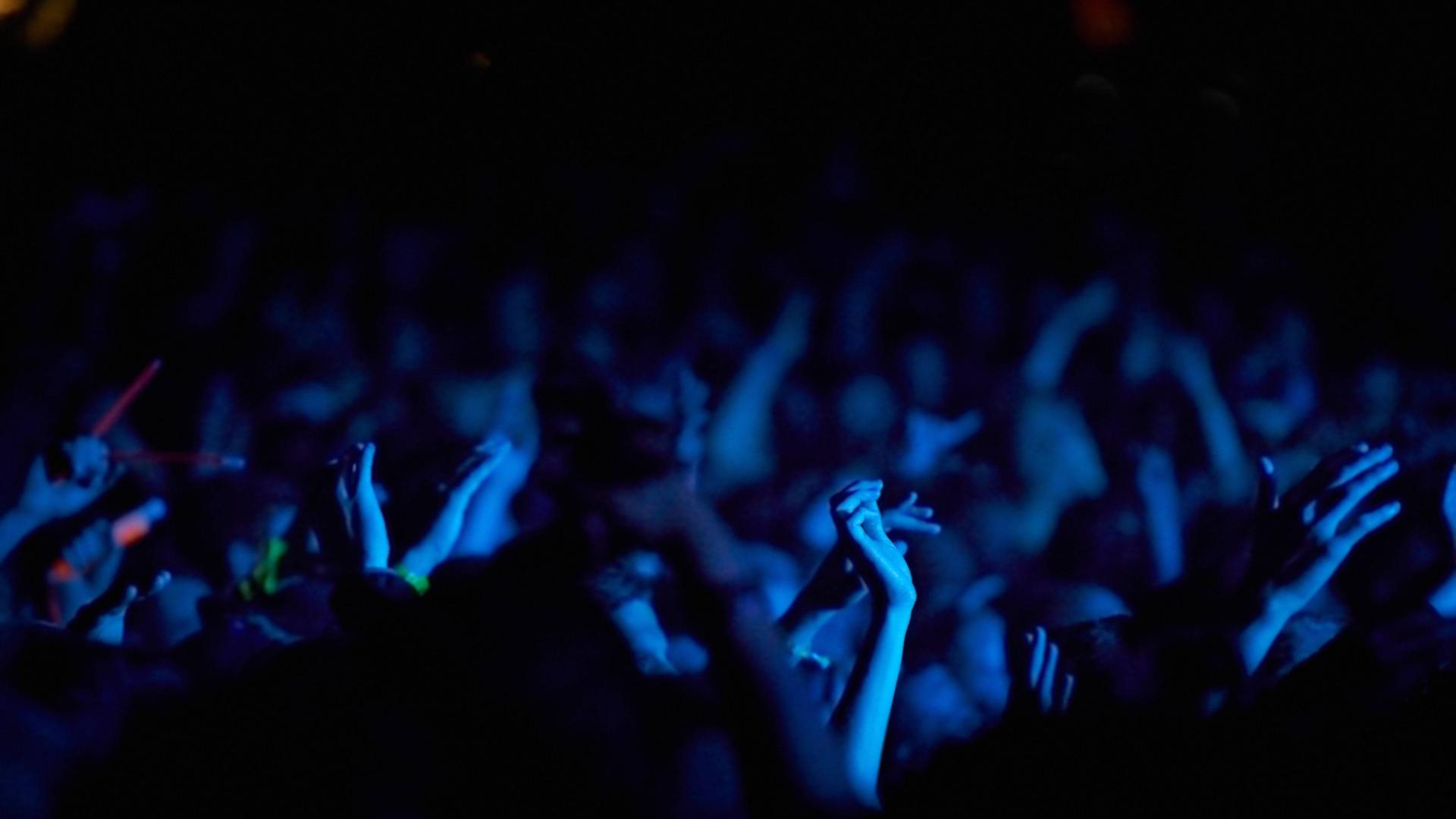 Ein Konzert mit tanzenden Menschen.