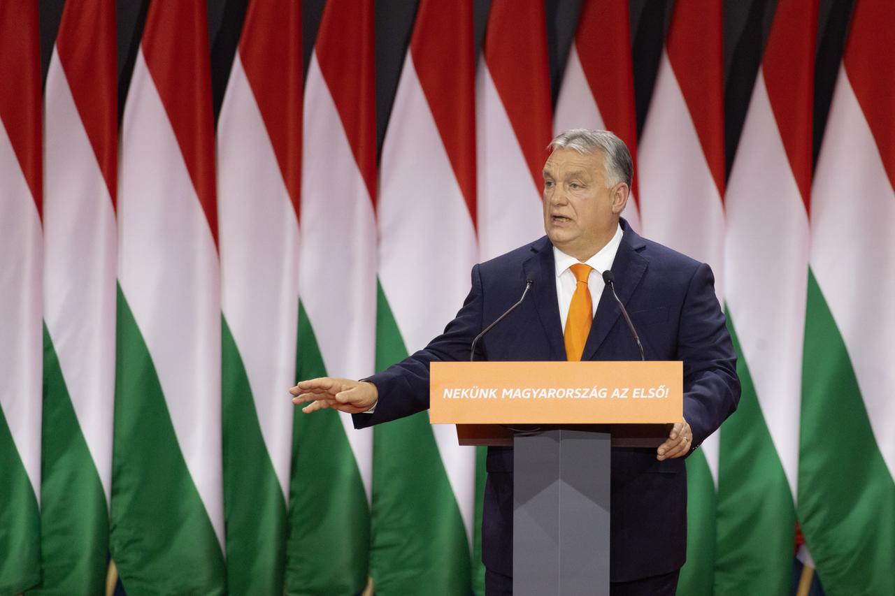 Ungarns Ministerpräsident Viktor Orbán bei einer Ansprache beim Parteikongress. 