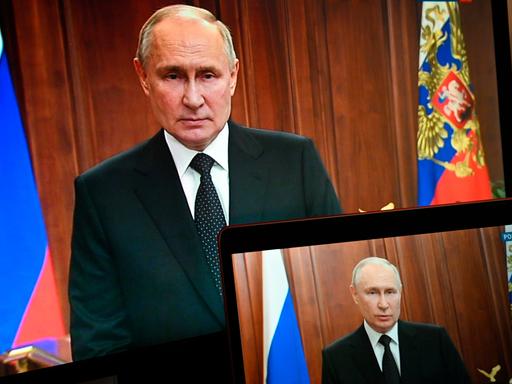 Der russische Präsident Wladimir Putin bei einer TV-Ansprache. 