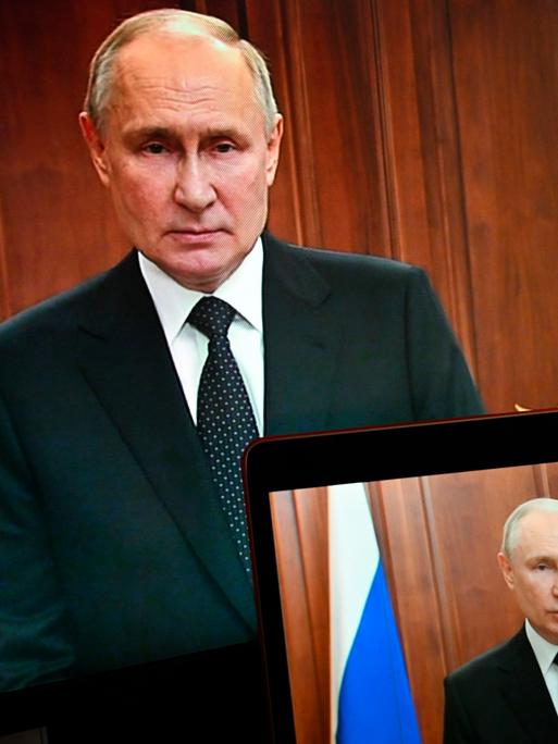 Der russische Präsident Wladimir Putin bei einer TV-Ansprache. 