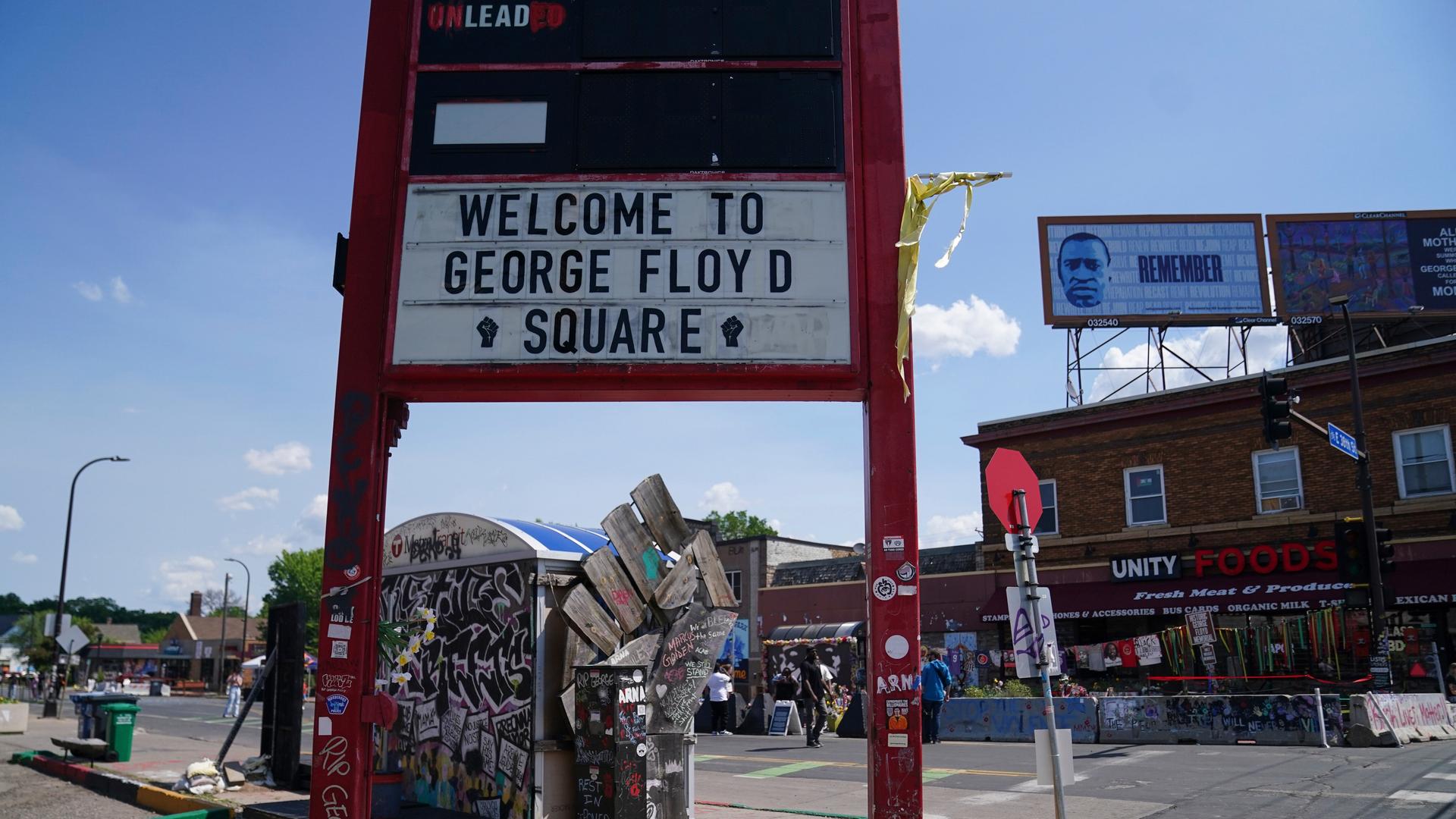 Blick auf den Platz, auf dem George Floyd vor fünf Jahren getötet wurde.