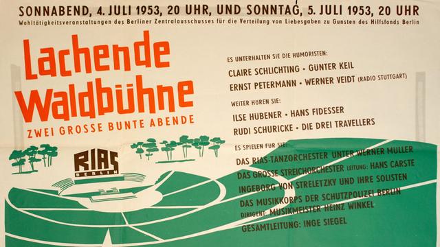Drahtfunk-Plakat 1953 "Lachende Waldbühne"