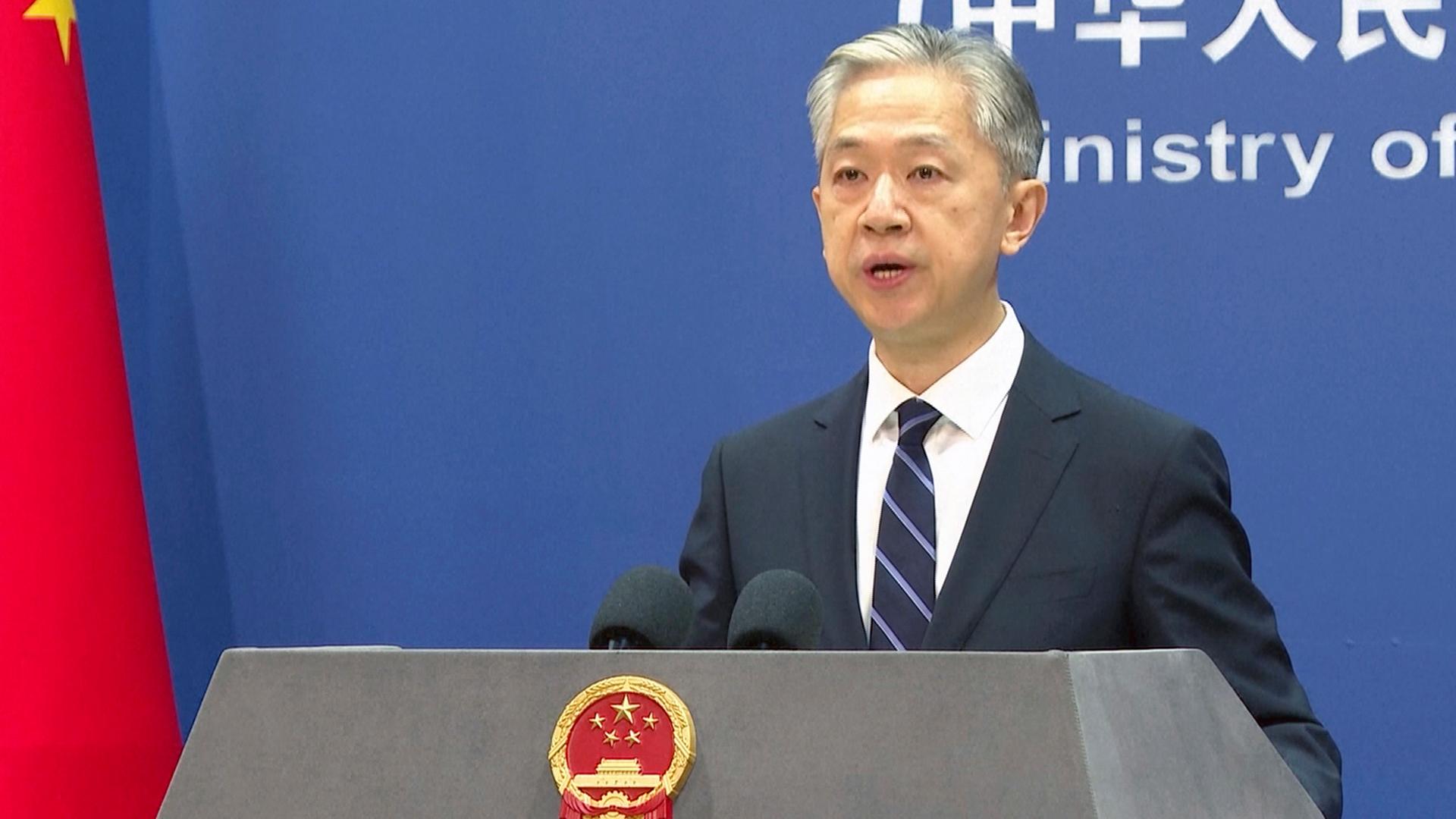 Der Sprecher des chinesischen Außenministeriums, Wang Wenbin, während einer Pressekonferenz in Peking