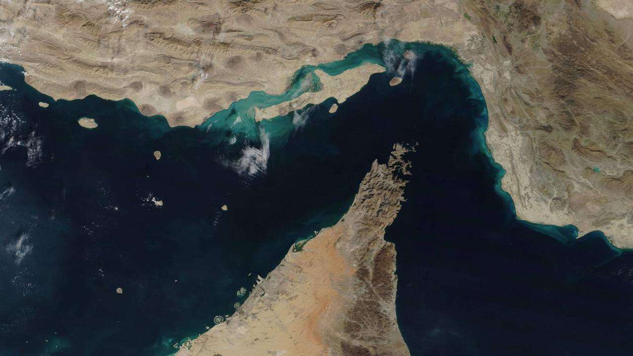 Die Straße von Hormus auf einer Satellitenaufnahme der NASA
