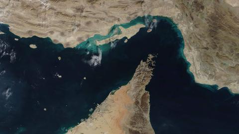 Die Straße von Hormus auf einer Satellitenaufnahme der NASA
