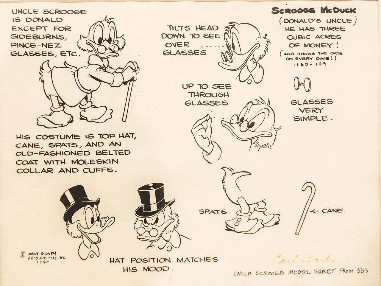 Modelsheet für Onkel Dagobert von Carl Barks aus den 50er-Jahren Modelsheet für Onkel Dagobert von Carl Barks aus den 50er-Jahren