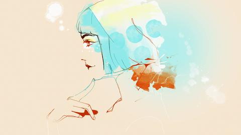 Profil einer denkenden Frau, Illustration