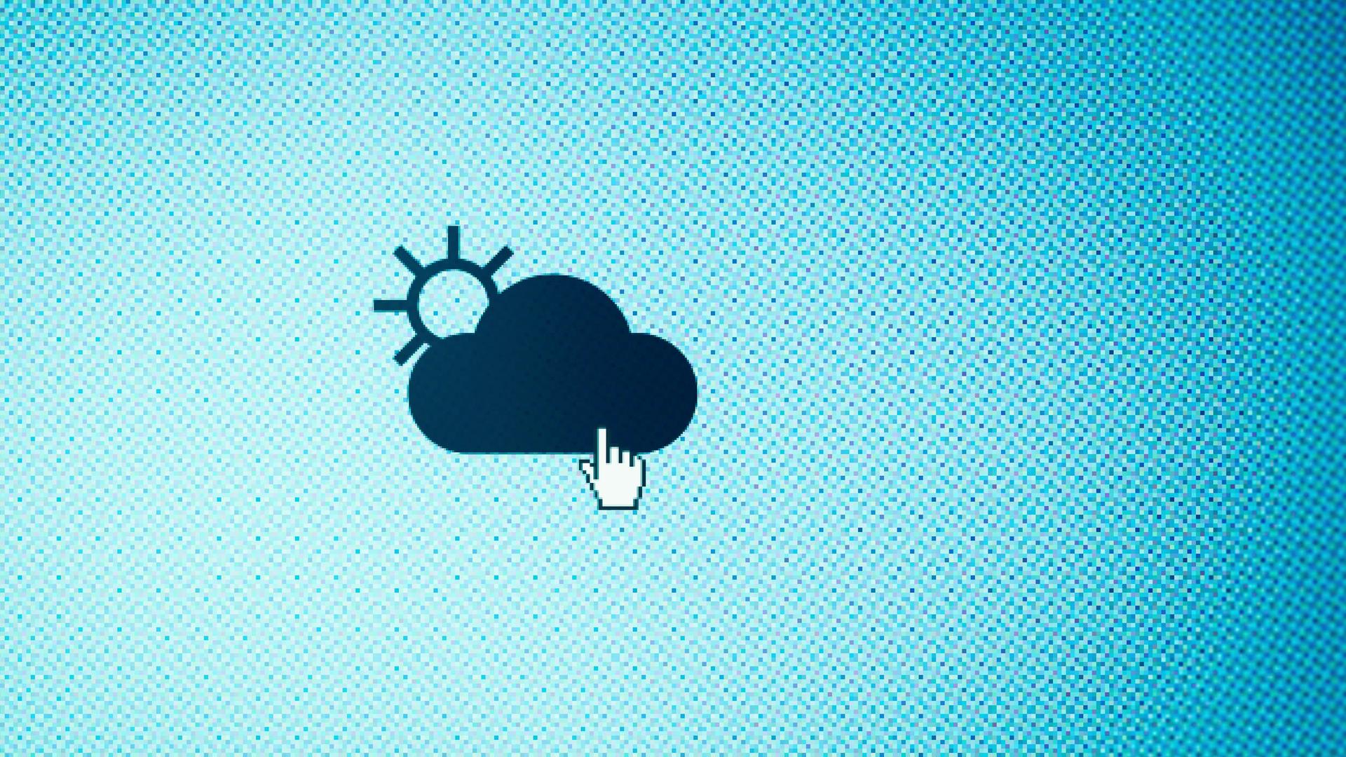 Wetter-Icon mit Wolke und Sonne auf einem Bildschirm.