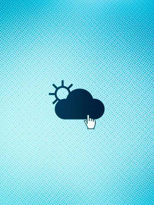 Wetter-Icon mit Wolke und Sonne auf einem Bildschirm.