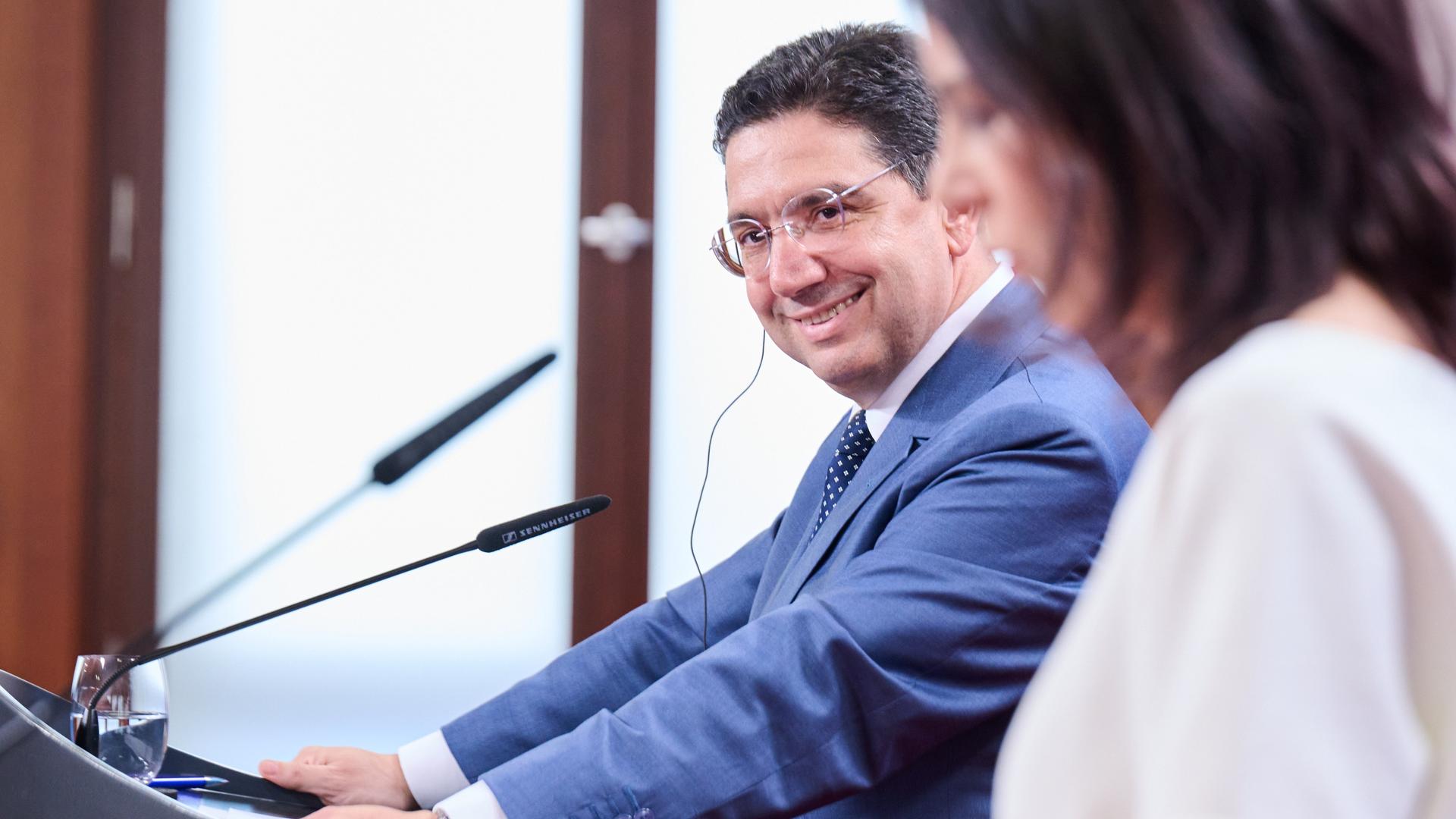 Bundesaußenministerin Annalena Baerbock (Bündnis90/Die Grünen) empfängt den marokkanischen Außenminister, Nasser Bourita, im Auswärtigen Amt. Bundesaußenministerin Annalena Baerbock (Bündnis90/Die Grünen) empfängt den marokkanischen Außenminister, Nasser Bourita, im Auswärtigen Amt.