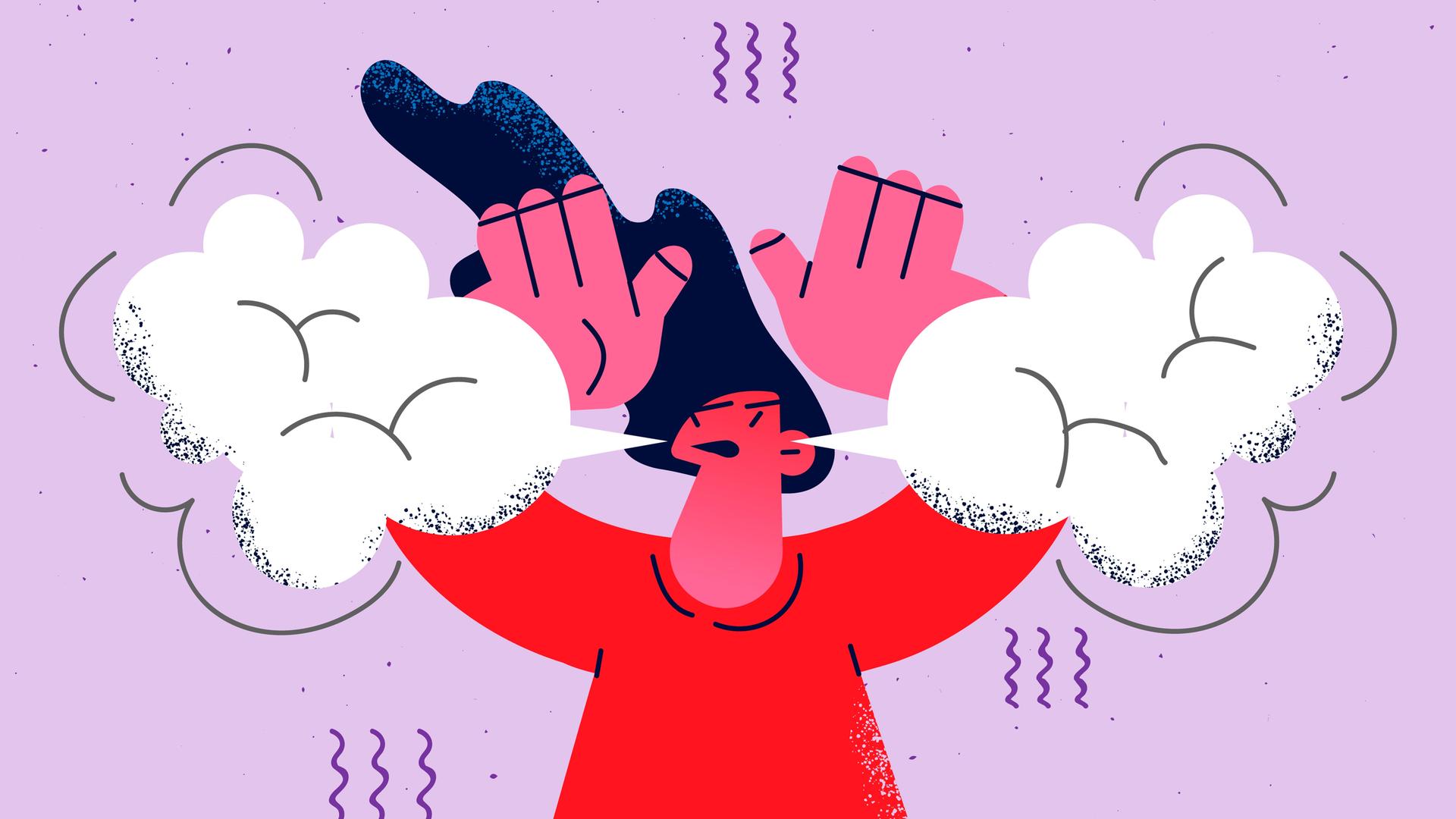Illustration einer wütenden Frau auf pinkem Hintergrund