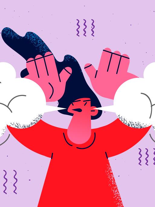 Illustration einer wütenden Frau auf pinkem Hintergrund