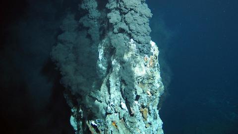 Eine schwarze Rauchwolke am Meeresboden