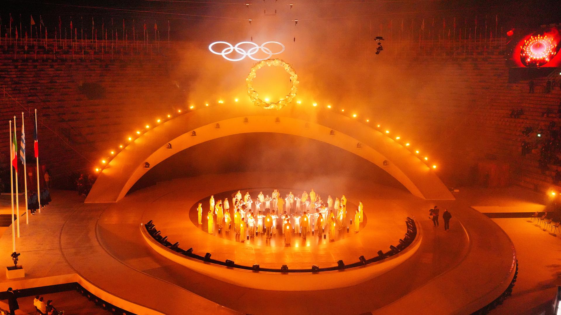 Das Foto zeigt die Schlussfeier der Winterspiele von Mailand und Cortina, in der Verona Olympic Arena. Das Foto zeigt die Schlussfeier der Winterspiele von Mailand und Cortina, in der Verona Olympic Arena.