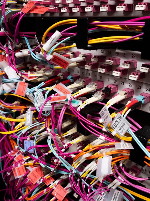 Kabel in einem Serverraum bei der europäischen Raumfahrtbehörde ESA.