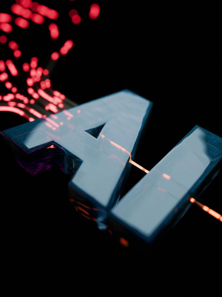 Digitaler Datenstrom, der zu einem futuristischen, leuchtend grünen KI-Text auf einem dunklen Hintergrund fließt. Die Grafik stellt maschinelles Lernen, neuronale Netzwerke und fortschrittliche Technologie im digitalen Zeitalter dar.