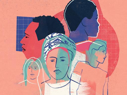 Illustration: Männliche und weibliche Gesichter verschiedener mit diversen kulturellen Identitäten.* Illustration: Männliche und weibliche Gesichter verschiedener mit diversen kulturellen Identitäten.*