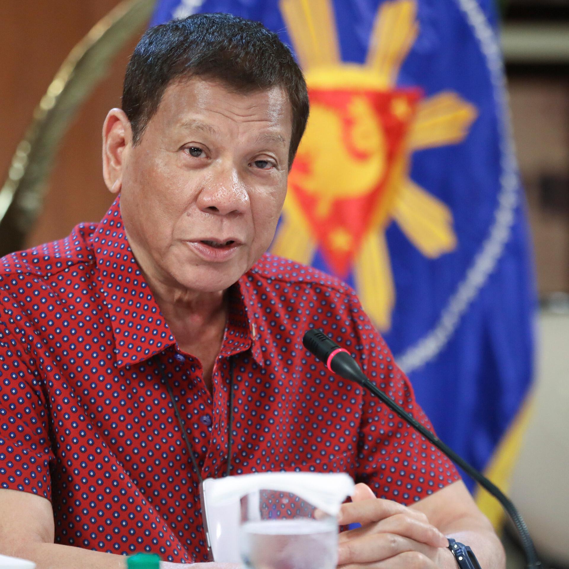 FILE - In this May 28, 2020, file photo provided by the Malacanang Presidential Photographers Division, Philippine President Rodrigo Duterte, talks during his speech at the presidential palace in Manila, Philippines. Duterte on Friday, July 3,2020, has signed a widely opposed anti-terror law which critics fear could be used against human rights defenders. President Rodrigo Duterte signed the Anti-Terrorism Act after weighing the concerns of different groups, his spokesman said. (Ace Morandante/Malacanang Presidential Photographers Division via AP, File)