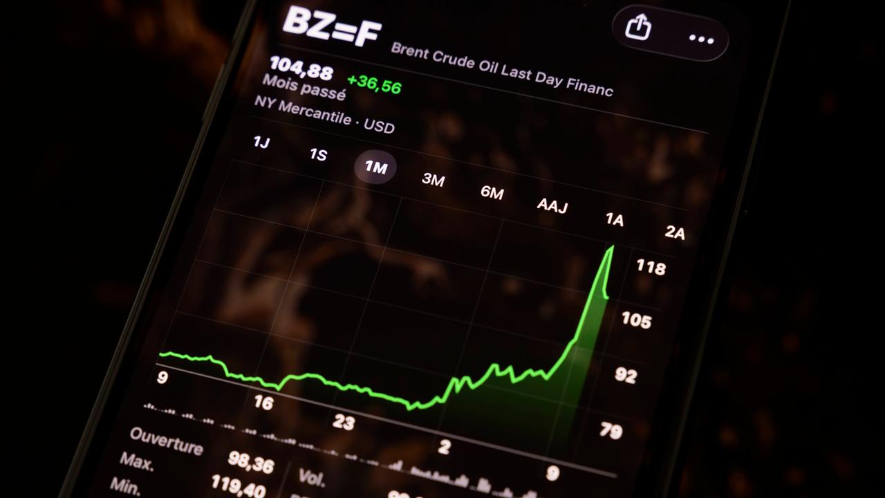 Ein Handy zeigt den dramatischen Kursverlauf von Ölpreisen
