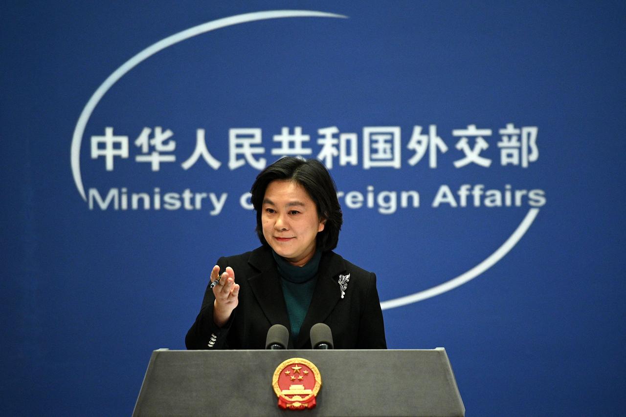 Eine Sprecherin des chinesischen Außenministeriums während der täglichen Pressekonferenz in Peking