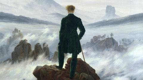 Ausschnitt aus Caspar David Friedrichs Bild "Der Wanderer im Nebelmeer", 1818 (Öl auf Leinwand)