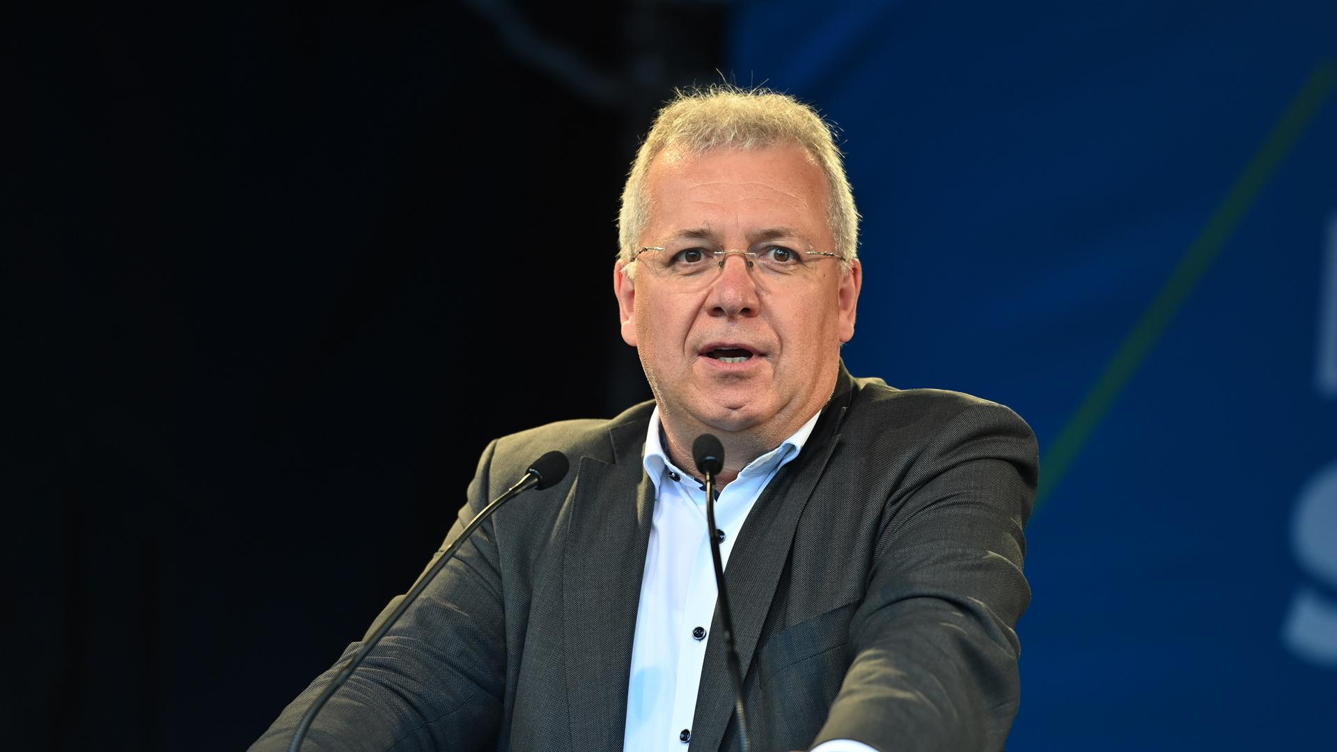 Markus Ferber (CSU) kurz vor der Bundestagswahl 2021 bei einer Wahlkampfveranstaltung