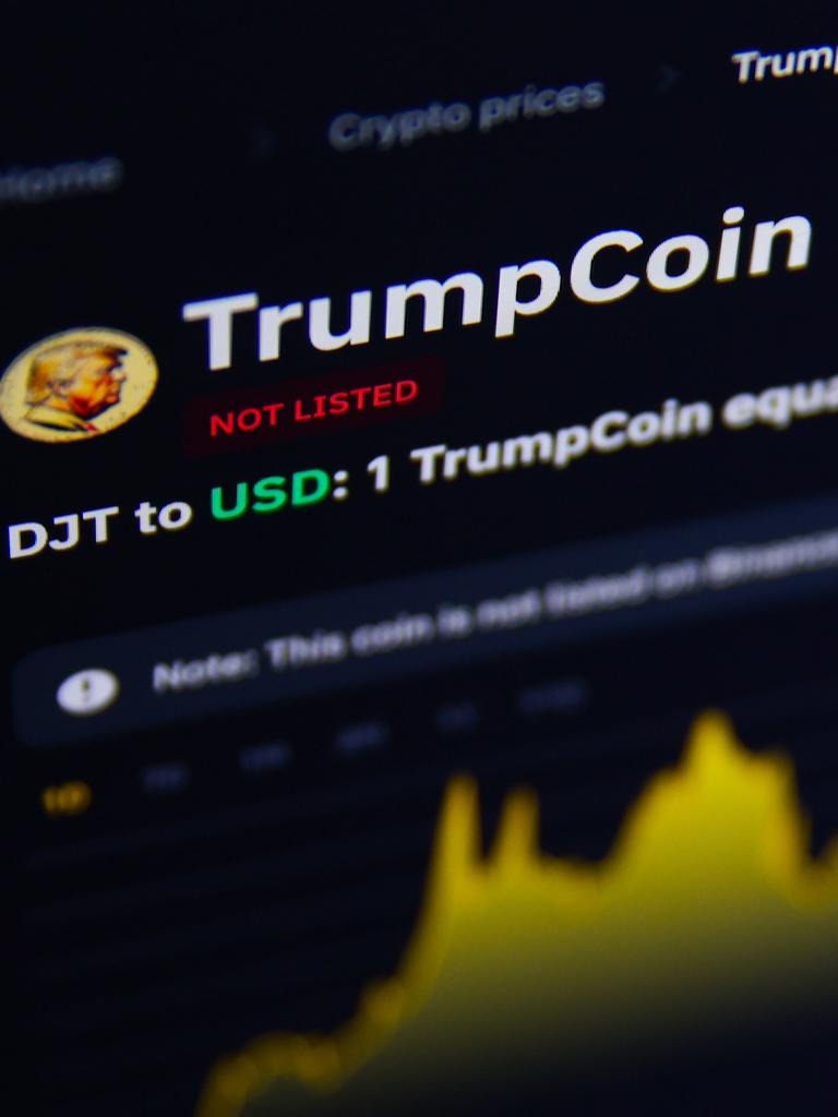 Ein Bild der Trump-Coin Kryptowährung auf der Binance website. (Photo by Beata Zawrzel/NurPhoto)