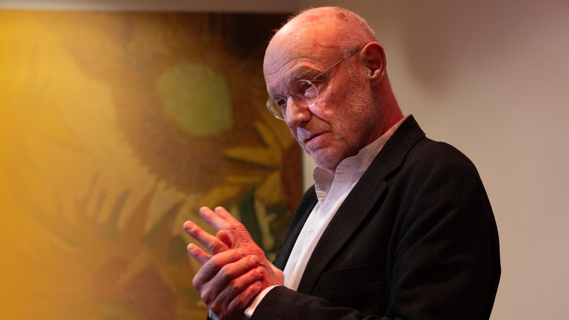 Anselm Kiefer während einer Pressevorbesichtigung der Ausstellung Anselm Kiefer im Van Gogh Museum und Stedelijk Museum in Amsterdam, Niederlande, Mittwoch, 5. März 2025. Anselm Kiefer während einer Pressevorbesichtigung der Ausstellung Anselm Kiefer im Van Gogh Museum und Stedelijk Museum in Amsterdam, Niederlande, Mittwoch, 5. März 2025.