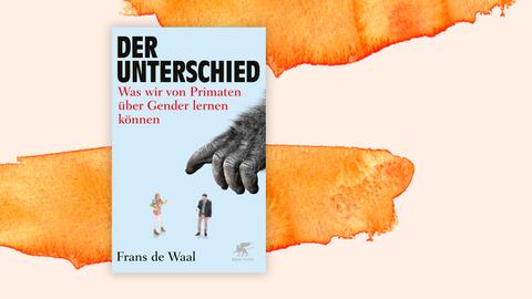 Das Buchcover "Der Unterschied" bildet die Hand eines Affen ab, die von oben auf zwei Menschen zeigt