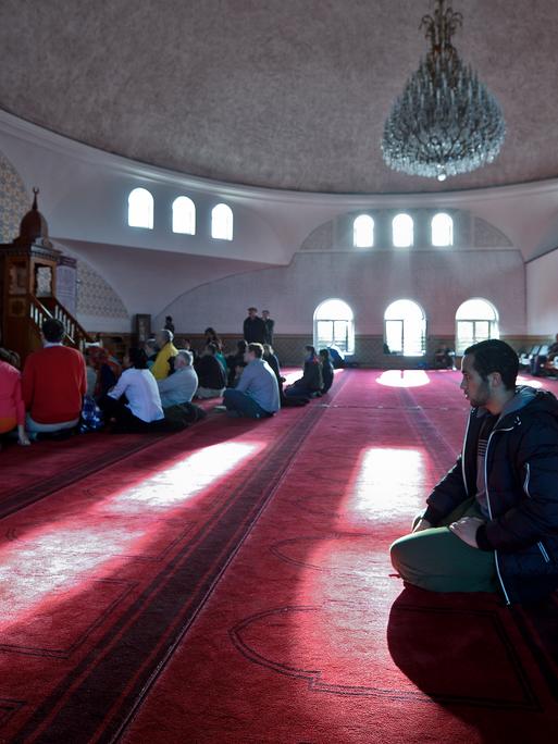 Besucher des Islamischen Zentrums Wien an einem "Tag der offenen Moschee" in Wien. 