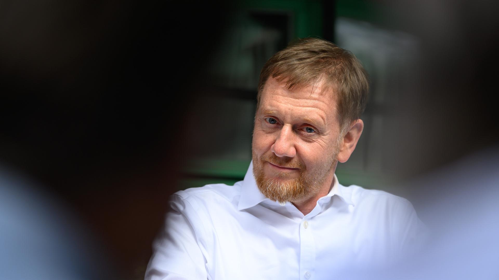 Michael Kretschmer (CDU), Ministerpräsident von Sachsen, auf einer Wahlkampfveranstaltung der CDU Michael Kretschmer (CDU), Ministerpräsident von Sachsen, auf einer Wahlkampfveranstaltung der CDU