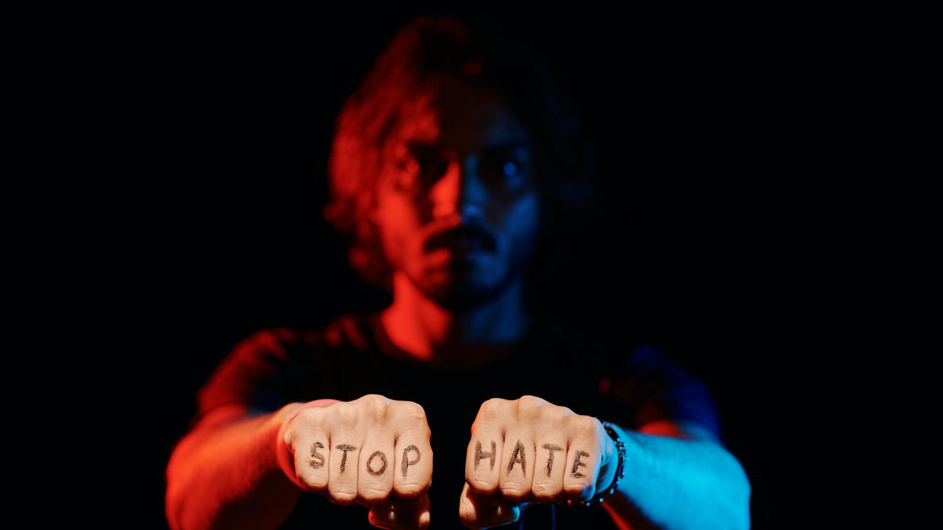 Fäuste mit Stop Hate 