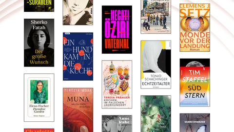 Buchcover der Nominierten für den Deutschen Buchpreis 2023