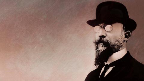 Erik Satie, französischer Komponist und Pianist, in einem digital bearbeiteten Porträt nach einer Fotografie
