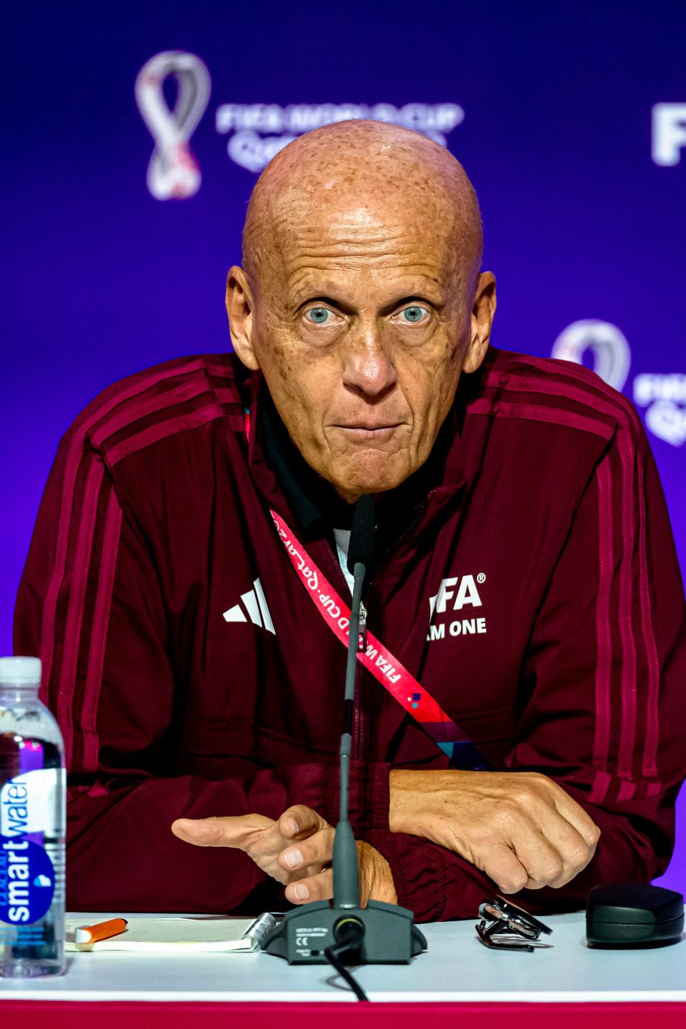 DOHA, 18-11-2022 World Cup Qatar 2022. Pierluigi Collina holds a press conference