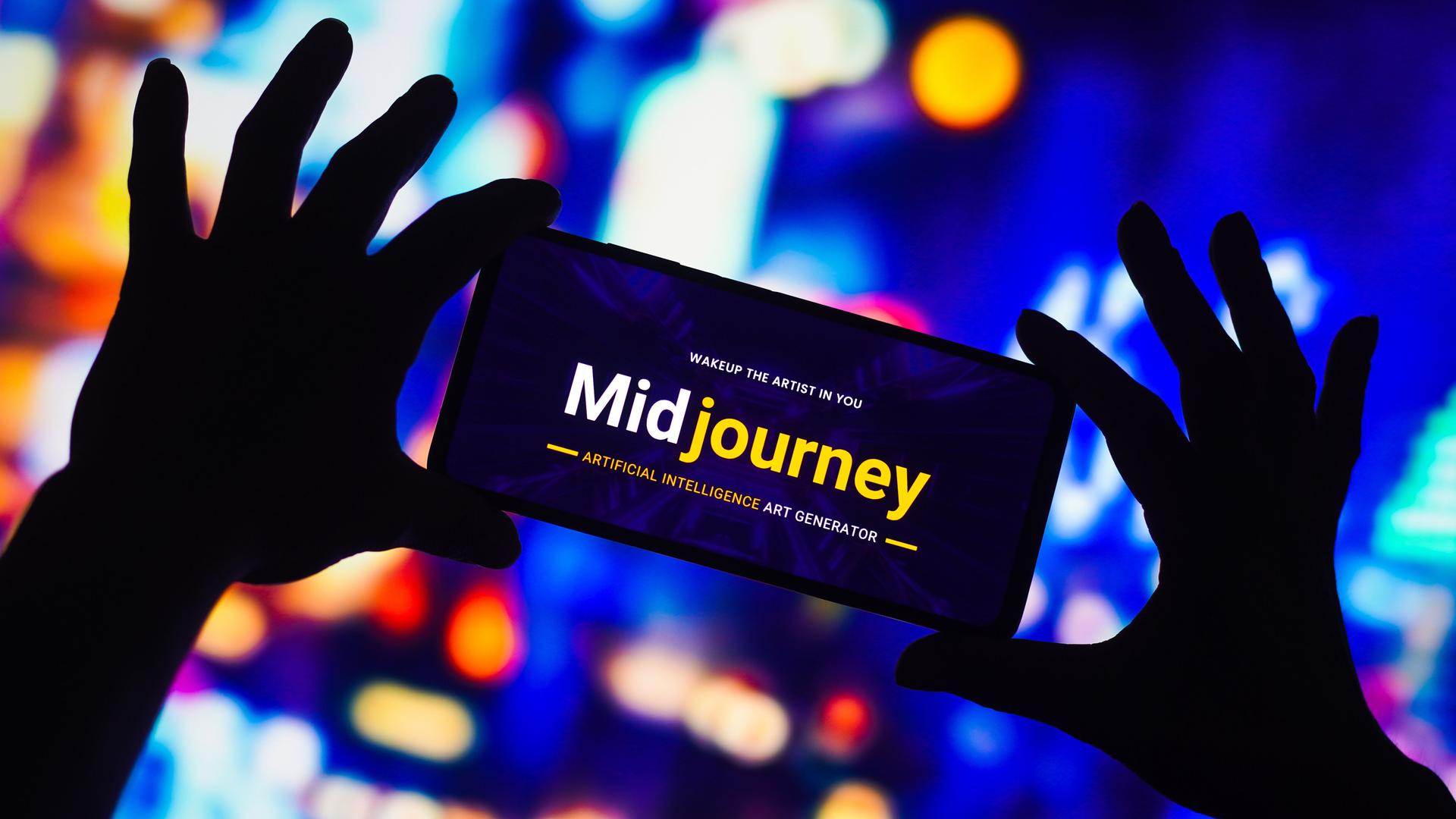 In dieser Fotoillustration ist das Midjourney-Logo auf einem Smartphone zu sehen. In dieser Fotoillustration ist das Midjourney-Logo auf einem Smartphone zu sehen.
