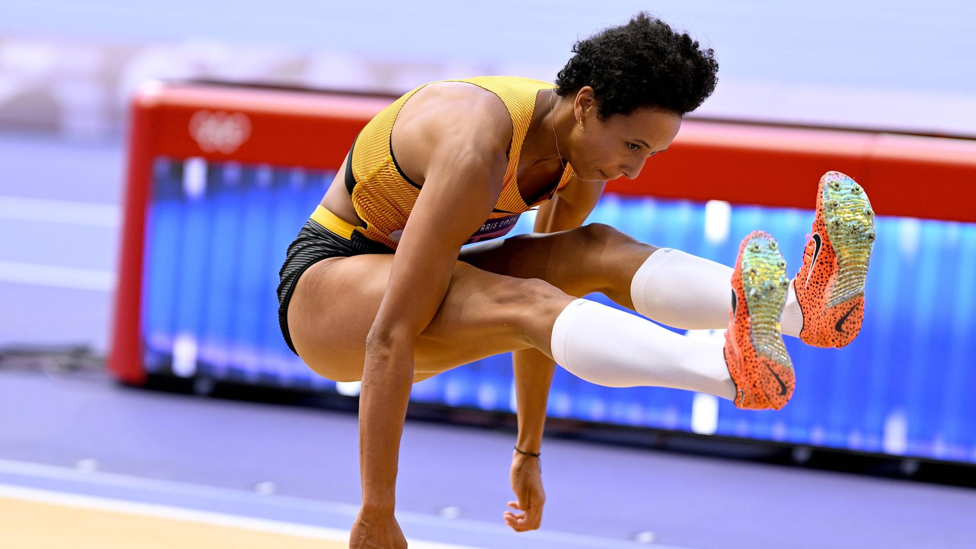 Malaika Mihambo, Deutschlands beste Weitspringerin, springt bei den Olympischen Spielen in Paris Malaika Mihambo, Deutschlands beste Weitspringerin, springt bei den Olympischen Spielen in Paris