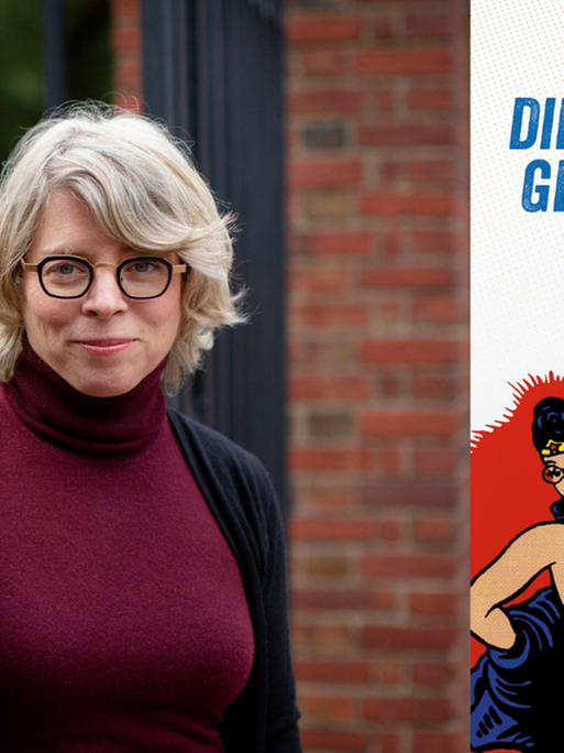 Ein Portrait der Autorin Jill Lepore und das Buchcover "Die geheime Geschichte von Wonder Woman