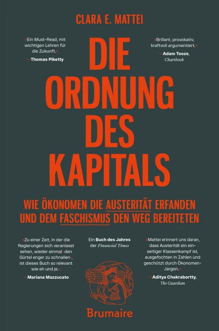 Das Buchcover zu Clara E. Matteis Buch "Die Ordnung des Kapitals" zeigt Autorinnenname und Buchtitel in roten Buchstaben auf grauem Grund Das Buchcover zu Clara E. Matteis Buch "Die Ordnung des Kapitals" zeigt Autorinnenname und Buchtitel in roten Buchstaben auf grauem Grund