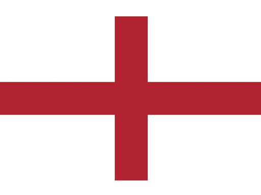 Zwei rote Balken, die sich kreuzen auf weißem Hintergrund: Das Georgskreuz. 