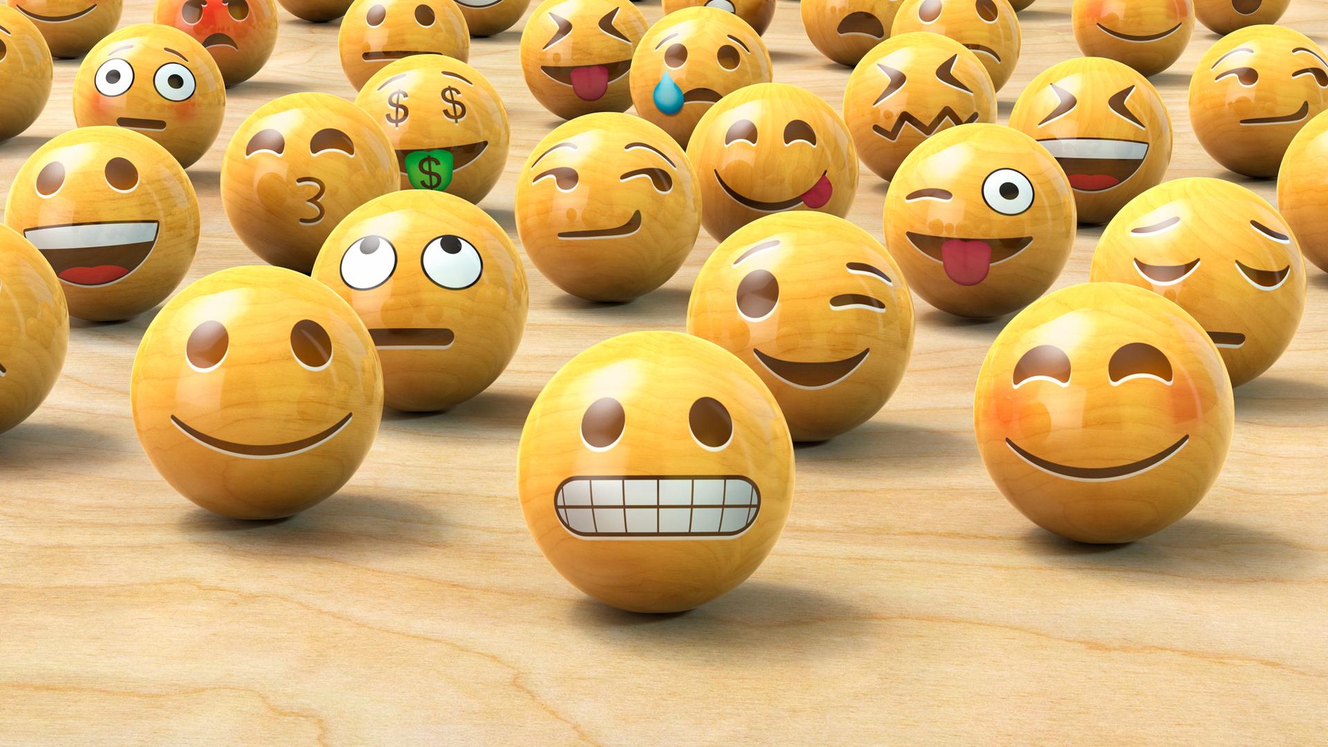 Eine Gruppe ganz unterschiedlicher Emojiis.